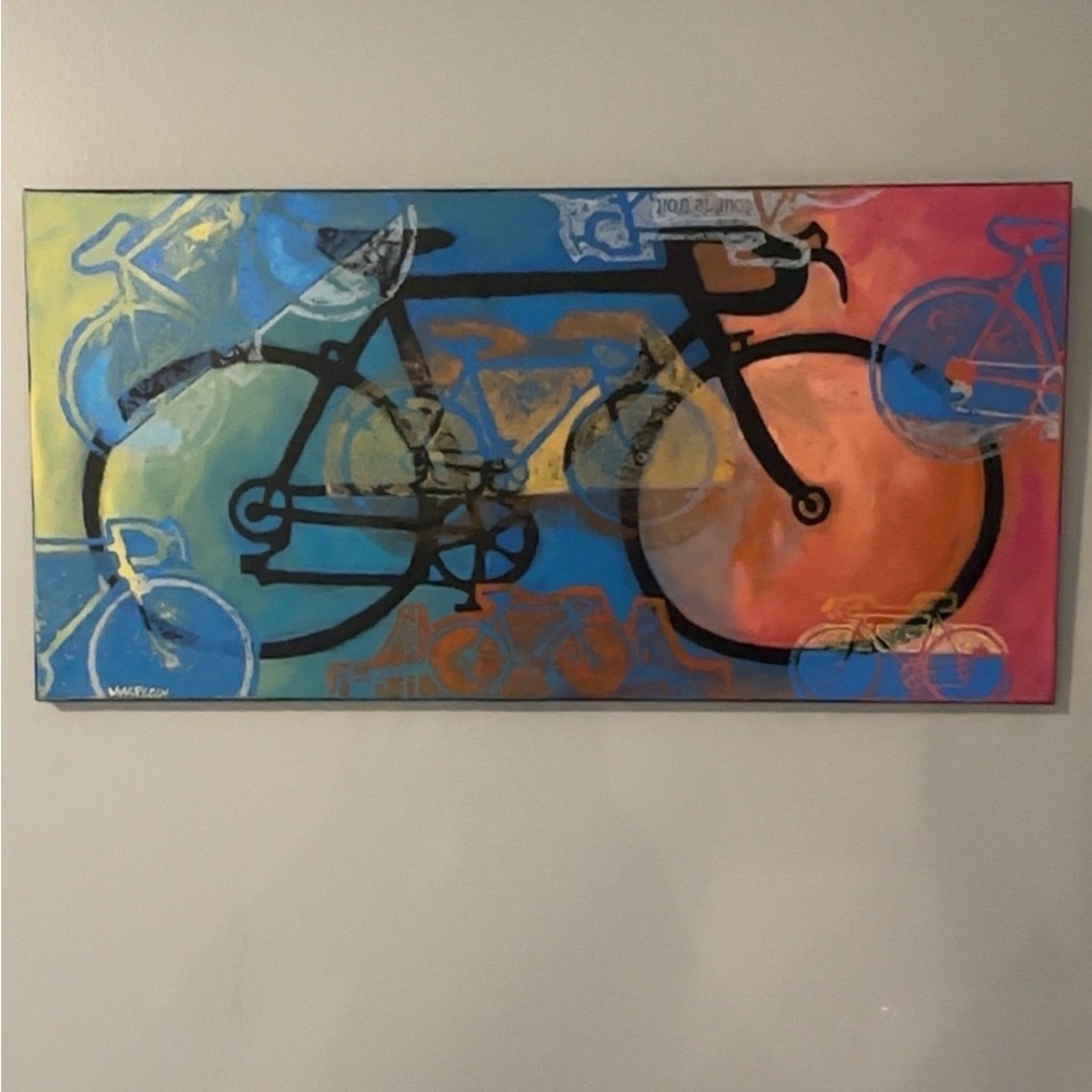 Colorful Bicycle Art Canvas 24x12in Art by Peggy Kerwan Abstract
